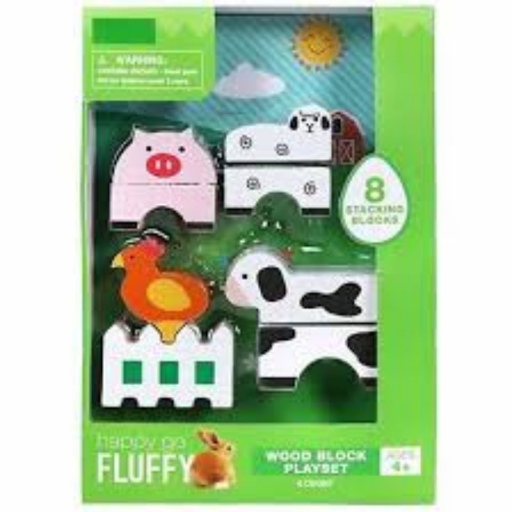 Wood Stacking Farm Animals Balancing Blocks Toys